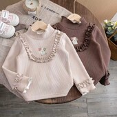 Jesen/zima 2023., nova dječja modna plišana topla džemperica za djevojčice, izvezena jednodijelna plišana donja košulja iz crtića