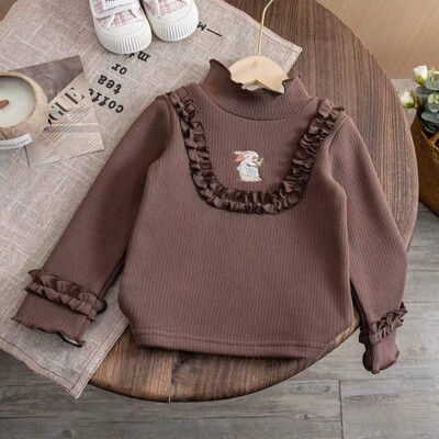 Jesen/zima 2023., nova dječja modna plišana topla džemperica za djevojčice, izvezena jednodijelna plišana donja košulja iz crtića