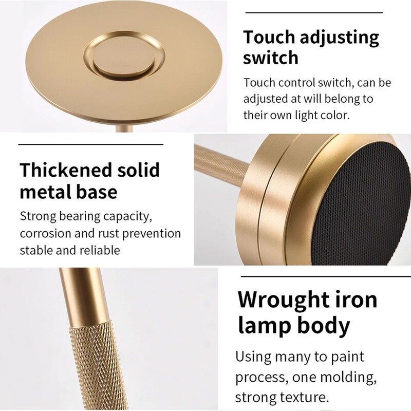 Lampă de birou LED reîncărcabilă Bar Restaurant Hotal Club Ambianță Comutator lampă de masă 3 culori Dimming Protecția ochilor Lumină de studiu Atingere