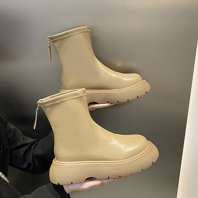 2023 új őszi és téli Chelsea Martin Cavalier hosszú csizma női fehér bársony vastag talpú rövid csizma kicsiknek