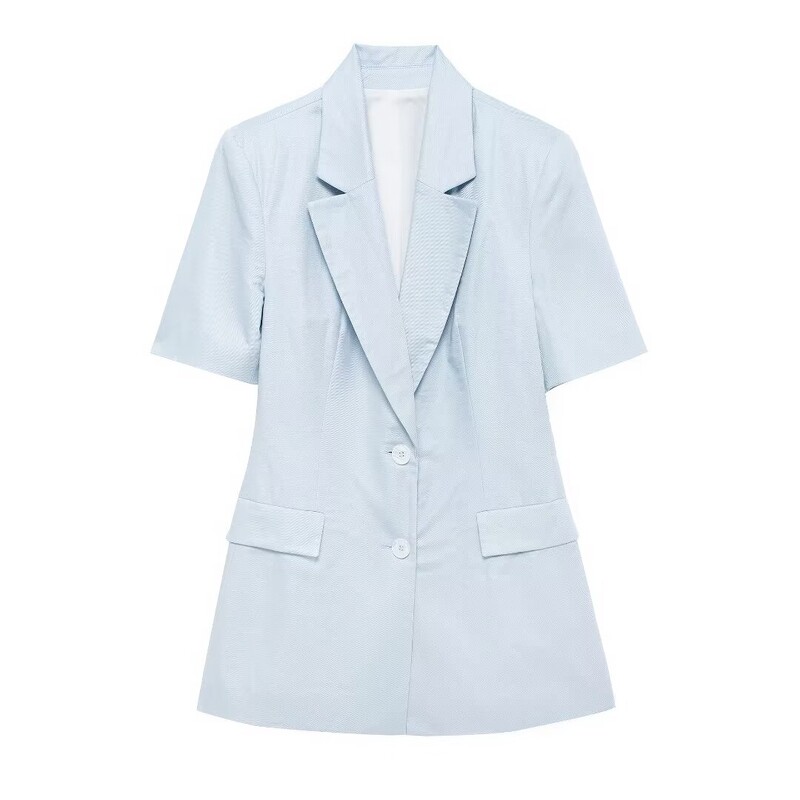 DUOPERI Γυναικείες Γυναικείες Σετ 2 τεμαχίων Λινό ανάμεικτο λεπτό σακάκι και σορτς Γυναικείο κομψό γραφείο Γυναικεία βασικά ρούχα και σορτς