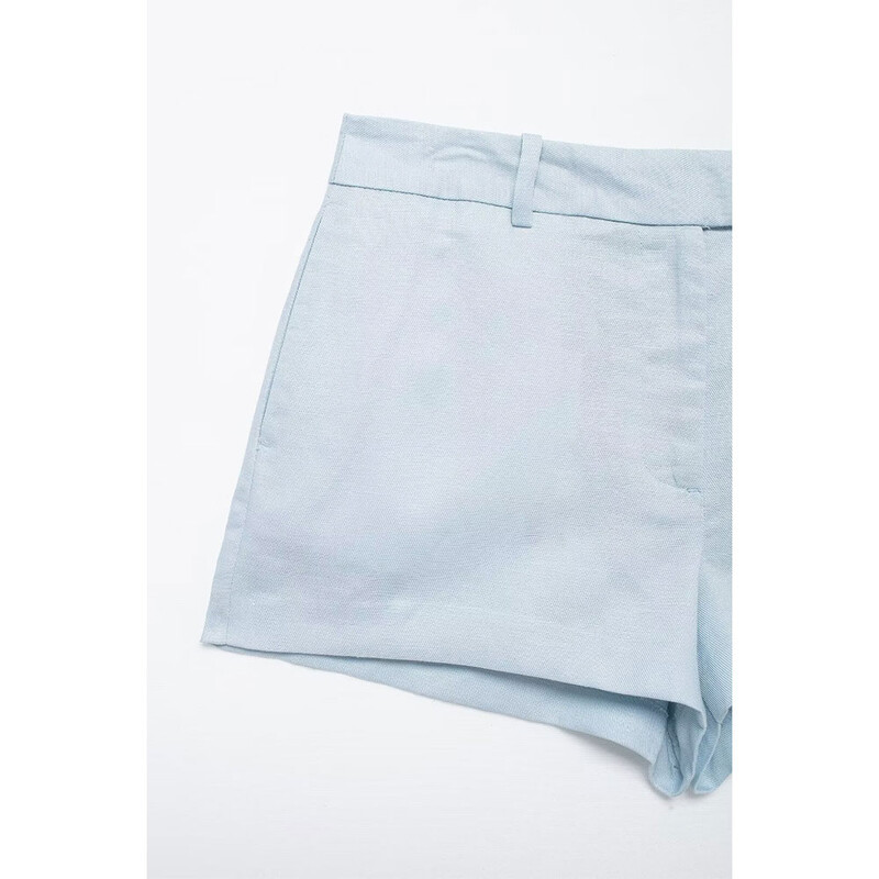 DUOPERI Γυναικείες Γυναικείες Σετ 2 τεμαχίων Λινό ανάμεικτο λεπτό σακάκι και σορτς Γυναικείο κομψό γραφείο Γυναικεία βασικά ρούχα και σορτς