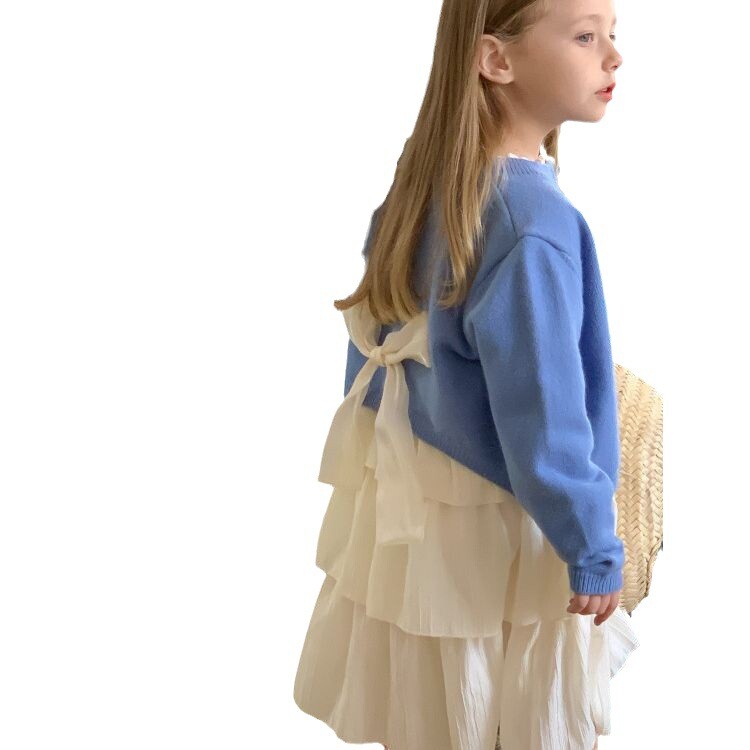 Pleteni kardigan za djevojčice jesen i zima 2023., nova zapadnjačka korejska verzija, ženski džemper za bebe, jakna, dječji gornji džemper