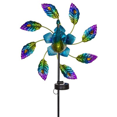 Solar Automatic Light Wind Spinner Εξωτερικός μεταλλικός ανεμόμυλος για αυλή κήπου Δώρο παιχνιδιών για διακόσμηση κήπου