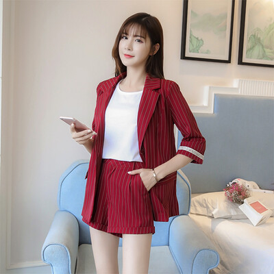 2020. gada pavasara sieviešu vasaras biznesa žakete, svītrains, slaids, OL Biroja dāma, darba apģērbs, īsas bikses, formastērps 2 dab.