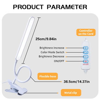 1 τεμ. Eye-Caring LED επιτραπέζιο φωτιστικό με εύκαμπτο περιστρεφόμενο βραχίονα και σφιγκτήρα USB Task Light για οικιακό γραφείο με εύκολο διακόπτη