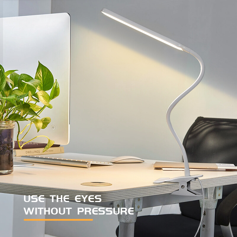 Lampă de birou cu LED pentru îngrijirea ochilor 1 buc cu braț flexibil flexibil și clemă Lumină de lucru alimentată prin USB pentru biroul de acasă cu comutator ușor