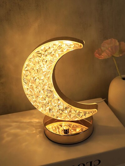 LED mēness kristāla galda lampa USB uzlādes touch trīs krāsu maza nakts gaisma, guļamistabas gultas apdare atmosfēra gaismas dāvana