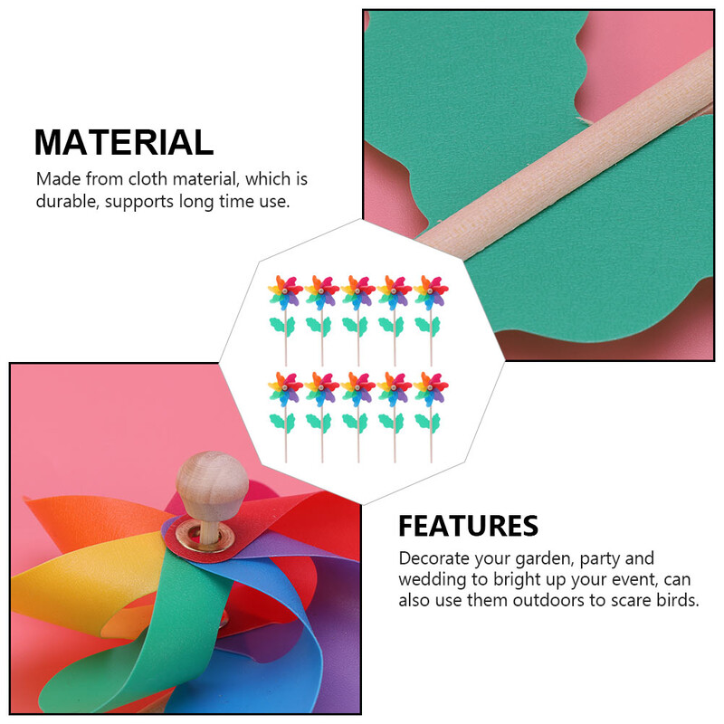 14 buc. stâlp din lemn colorat, moara de vânt, jucării, în aer liber, flori, copii, în aer liber, pvc, roți de grădină, copii