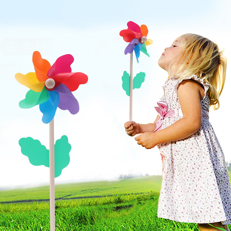 14 buc. stâlp din lemn colorat, moara de vânt, jucării, în aer liber, flori, copii, în aer liber, pvc, roți de grădină, copii
