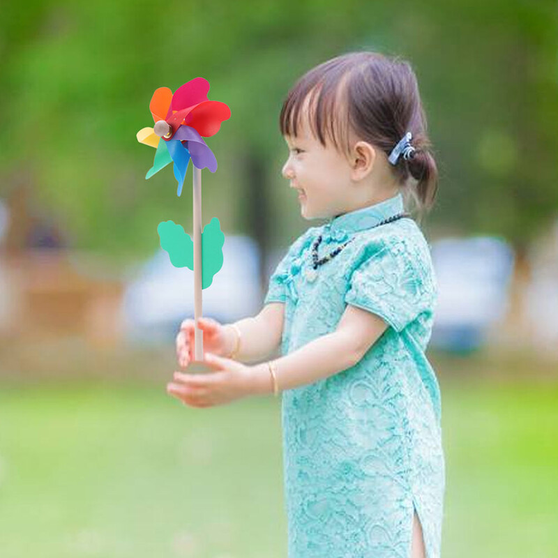 14 buc. stâlp din lemn colorat, moara de vânt, jucării, în aer liber, flori, copii, în aer liber, pvc, roți de grădină, copii