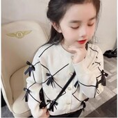 2023 Kislányok Puha, meleg, kötött pulóverek Kardigán Lány Gyerekek Divat masni Születésnapi Hercegnős felsők Dzsekik Gyerekek Kötött ruhák