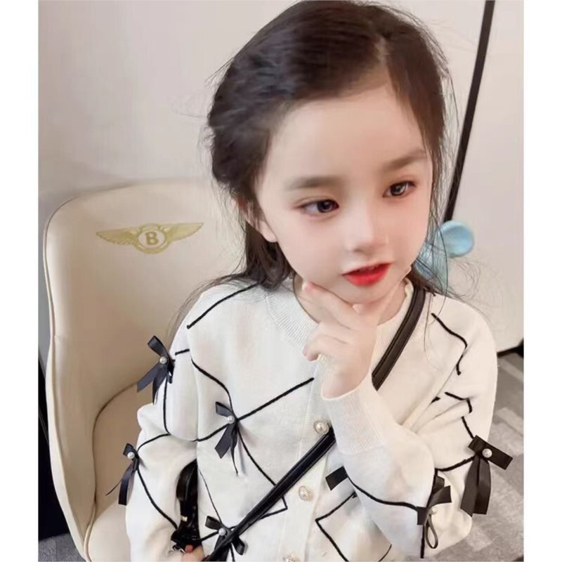 2023 Kislányok Puha, meleg, kötött pulóverek Kardigán Lány Gyerekek Divat masni Születésnapi Hercegnős felsők Dzsekik Gyerekek Kötött ruhák