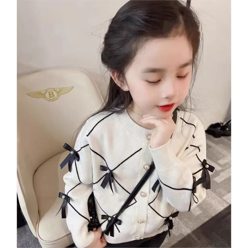 2023 Kislányok Puha, meleg, kötött pulóverek Kardigán Lány Gyerekek Divat masni Születésnapi Hercegnős felsők Dzsekik Gyerekek Kötött ruhák