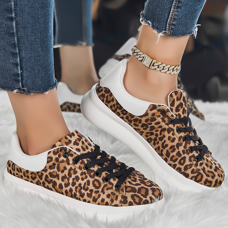 Nove klasične i popularne muške i ženske tenisice na vezanje u boji leoparda, moderne i svestrane platnene cipele za par