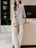 2PCS Modne majice dugih rukava Hlače Odijela ZANZEA Elegantni ženski OL Radni sako odijela Ležerni jednobojni kompleti hlača širokih nogavica Trenirka