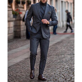 Νέα Fashion Wedding Tuxedos Slim Fit Suits for Men Groomsmen Suit Two Pieces Caral Formal Ανδρικά Blazer Suits (Σακάκι + Παντελόνι)