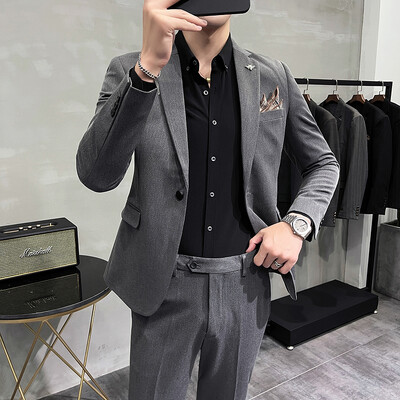 Blézer mellény nadrág kiváló divat tiszta színű férfi karcsú, hivatalos üzleti öltöny, 3 db vagy 2 db szett Vőlegény férfi esküvői ruha