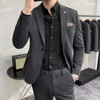 Blézer mellény nadrág kiváló divat tiszta színű férfi karcsú, hivatalos üzleti öltöny, 3 db vagy 2 db szett Vőlegény férfi esküvői ruha