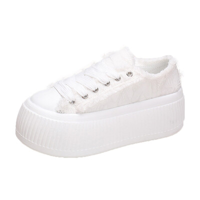 Модни дамски маратонки 6CM платнени обувки с дебела подметка Ежедневни дамски обувки на платформа Тенис спортни обувки Vulcanized Zapatos