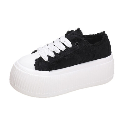 Модни дамски маратонки 6CM платнени обувки с дебела подметка Ежедневни дамски обувки на платформа Тенис спортни обувки Vulcanized Zapatos