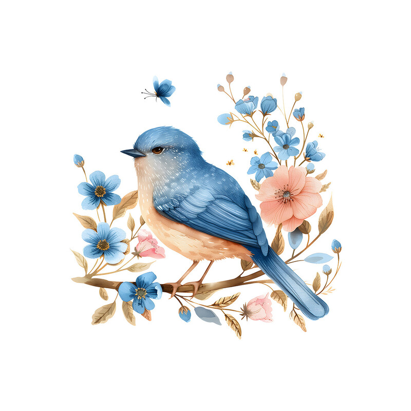 Nova MK34097 akvarel ptica zelena biljka cvijet naljepnica za hladnjak dnevna soba spavaća soba naljepnica na vratima doma zidna naljepnica