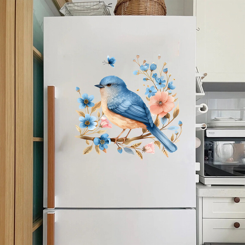 Nova MK34097 akvarel ptica zelena biljka cvijet naljepnica za hladnjak dnevna soba spavaća soba naljepnica na vratima doma zidna naljepnica