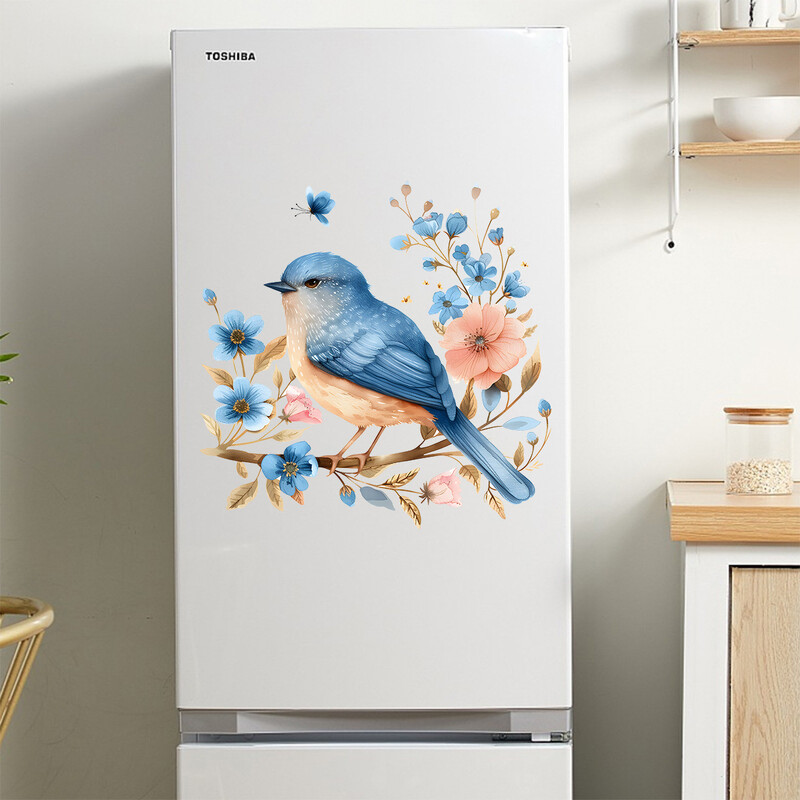 Nova MK34097 akvarel ptica zelena biljka cvijet naljepnica za hladnjak dnevna soba spavaća soba naljepnica na vratima doma zidna naljepnica
