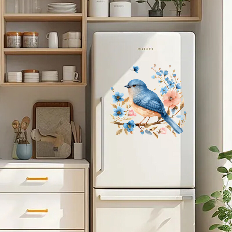Nova MK34097 akvarel ptica zelena biljka cvijet naljepnica za hladnjak dnevna soba spavaća soba naljepnica na vratima doma zidna naljepnica