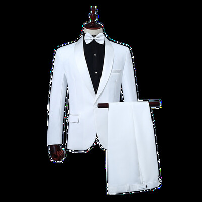 Klasické dvojdielne pánske obleky, biele sako a nohavice, základný slim fit oblek, sako, svadobný kostým na ples