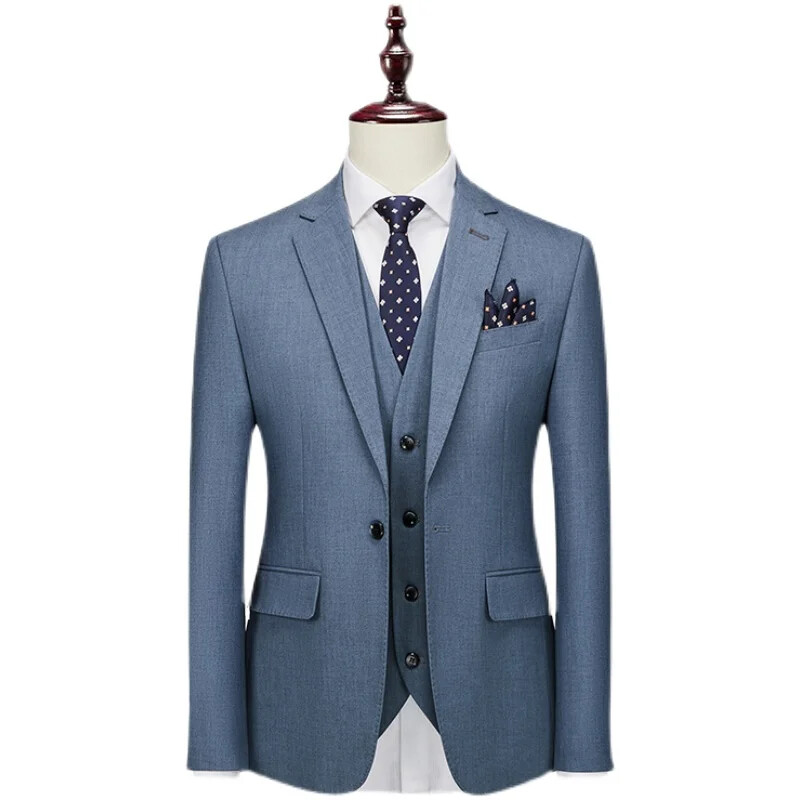 Najnoviji dizajni kaputa i hlača Plavo muško odijelo za maturalnu smoking uski kroj 3-dijelna vjenčana odijela za muškarce po mjeri Terno Masuclino
