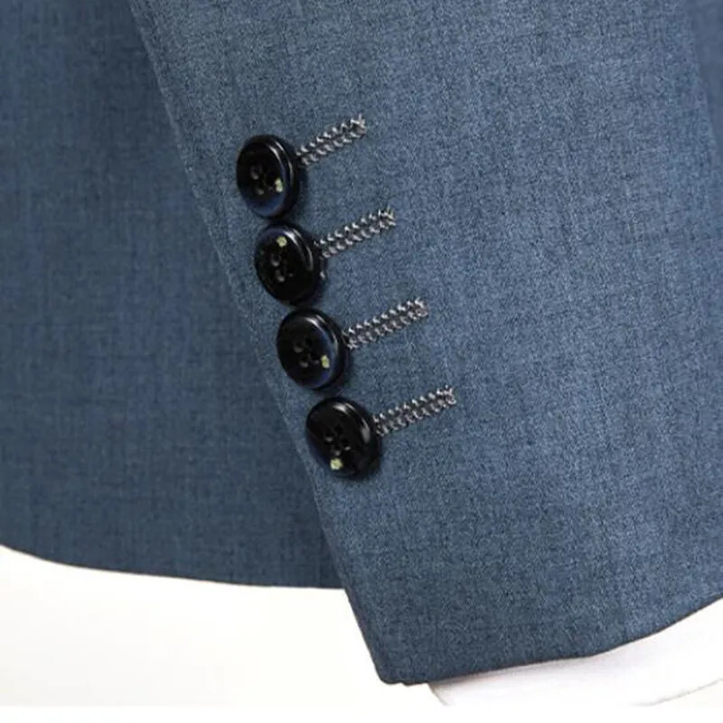 Najnoviji dizajni kaputa i hlača Plavo muško odijelo za maturalnu smoking uski kroj 3-dijelna vjenčana odijela za muškarce po mjeri Terno Masuclino