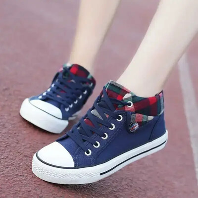 Sieviešu ikdienas apavi Plakanie sieviešu apavi ar biezu zoli ķīļveida audekla apavi Modes kovboju apavi Sieviešu kedas Šņorējamas Zapatillas De Mujer