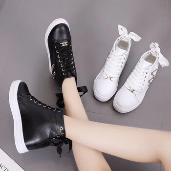 Γυναικεία Sneakers με Πλατφόρμα Wedge Heels Παπούτσια για Γυναικεία Δερμάτινα Casual Παπούτσια Λευκά ψηλά sneaker γυναικεία παπούτσια Vulcanized