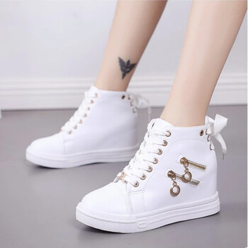 Γυναικεία Sneakers με Πλατφόρμα Wedge Heels Παπούτσια για Γυναικεία Δερμάτινα Casual Παπούτσια Λευκά ψηλά sneaker γυναικεία παπούτσια Vulcanized