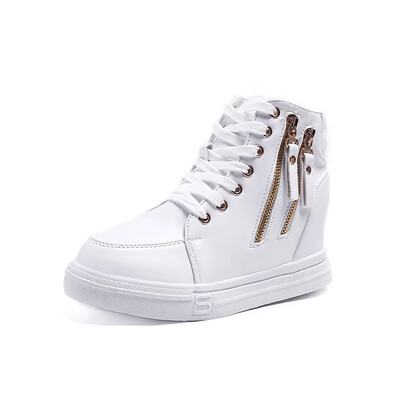 Pantofi de dama cu toc cu platforma pantofi pentru femeie din piele pantofi casual alb pantofi de dama vulcanizati