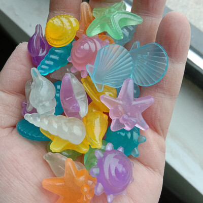 100 de bucăți pietre strălucitoare stele de mare luminoase în formă de scoici strălucitoare în pietricele întunecate pentru grădină acvariu rezervor de pește peisaj de piscină