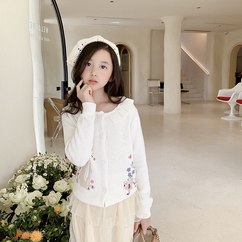 Little maven Dječja odjeća za djevojčice Prekrasan bijeli džemper sa zecom Pamučna majica s kratkim rukavima Jesenska odjeća za djecu od 2 do 7 godina