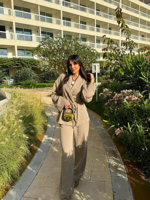 Jednobojne košulje na vezanje Hlače Ženski labavi pamučni laneni gornji dio Duge hlače Žensko odijelo 2024. Proljeće ljeto Lady Soft 2 komada