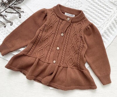 Kardigan za djevojčice Džemperi za djevojčice Jesen Zima 2021. Dječji pulover Modni pleteni kardigan s kragnom Petals Jakna Dječji pulover Kaput