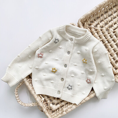 Kardigan za djevojčice Džemperi za djevojčice Jesen Zima 2021. Dječji pulover Modni pleteni kardigan s kragnom Petals Jakna Dječji pulover Kaput