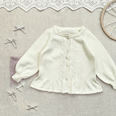 Kardigan za djevojčice Džemperi za djevojčice Jesen Zima 2021. Dječji pulover Modni pleteni kardigan s kragnom Petals Jakna Dječji pulover Kaput