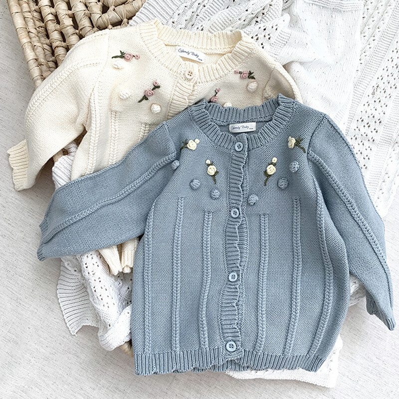 Kardigan za djevojčice Džemperi za djevojčice Jesen Zima 2021. Dječji pulover Modni pleteni kardigan s kragnom Petals Jakna Dječji pulover Kaput