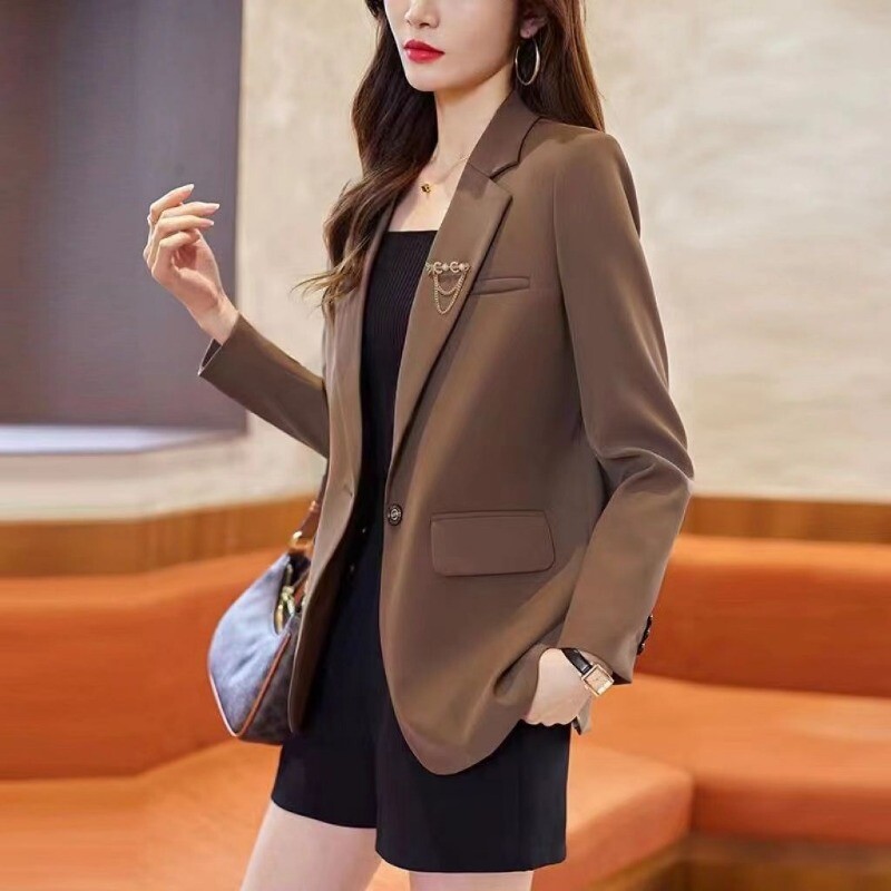 Proljeće Jesen Jednobojna Ženska odjeća dugih rukava s dugmićima Spušteni ovratnik sa zakovicama Džepovi Kardigan Ležerni formalni kaputi Topovi