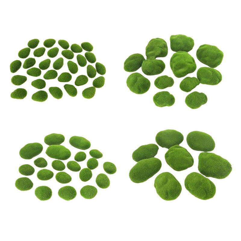 8-30 bucăți roci artificiale cu piatră de pietricele de mușchi fals verde mușchi pentru curte, grădini, aranjamente florale, decorațiuni