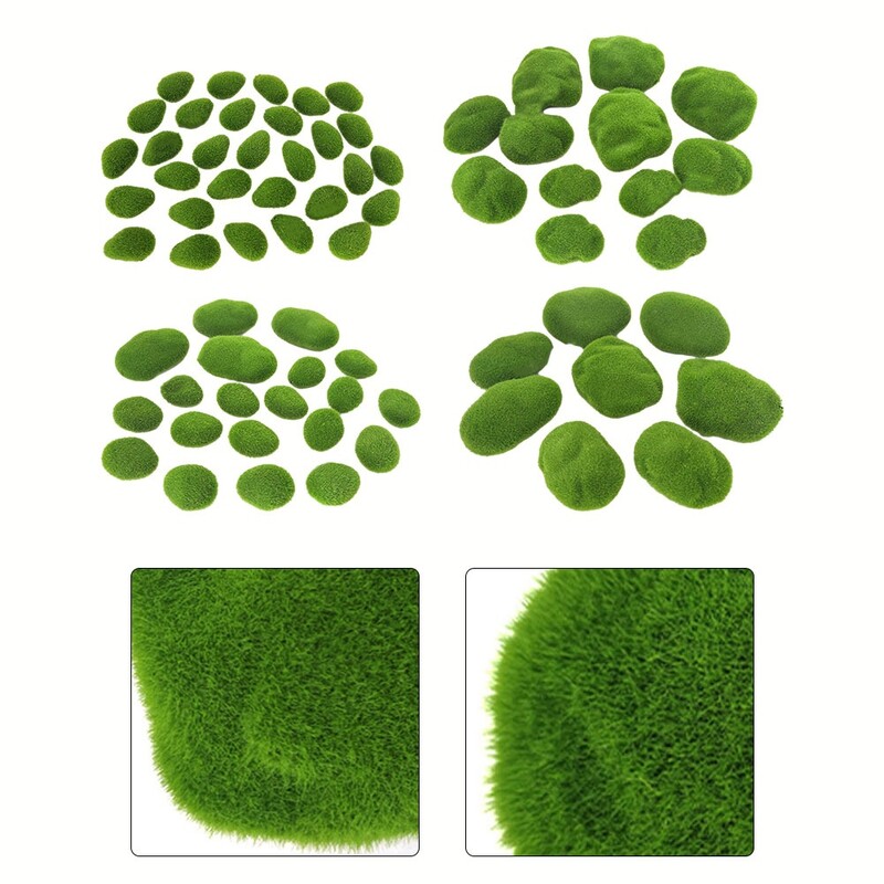 8-30 bucăți roci artificiale cu piatră de pietricele de mușchi fals verde mușchi pentru curte, grădini, aranjamente florale, decorațiuni