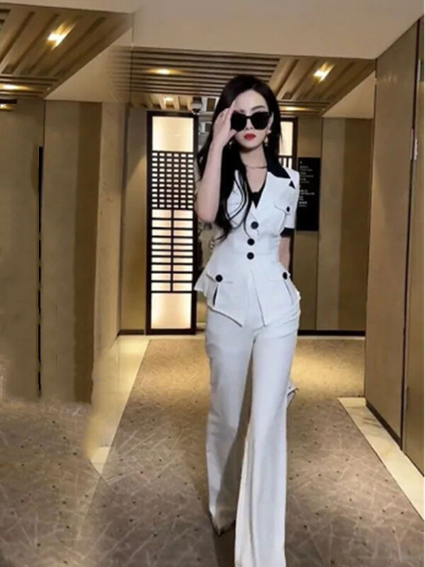 Xiaoxiangfeng női szett 2024 tavaszi/nyári új stílusú, elegáns és istennői stílusú, kétrészes divatos szett