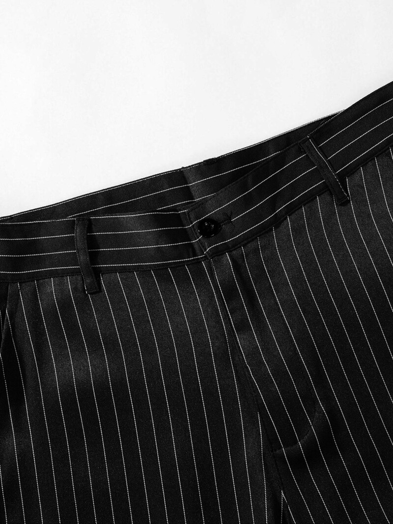 2 részes férfi könnyű üzleti stílusú, egysoros, csíkos öltöny szett, nem nyúló blézer és nadrág együttes ünnepi alkalmakra