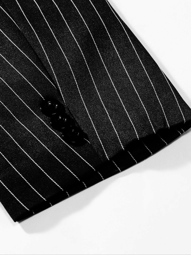 2 részes férfi könnyű üzleti stílusú, egysoros, csíkos öltöny szett, nem nyúló blézer és nadrág együttes ünnepi alkalmakra