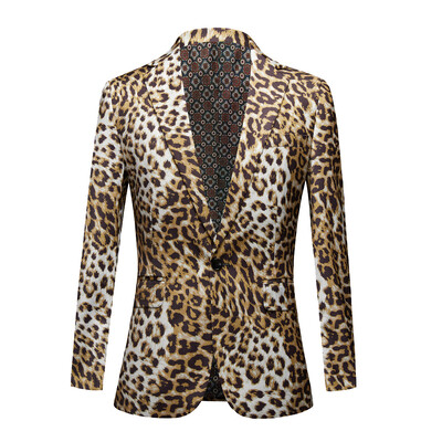 2024 Seturi de costume noi cu imprimeu leopard Moda bărbătească Slim Fit Cântăreț Costume de scenă Două piese Club de noapte Îmbrăcăminte pentru bărbați Oversized